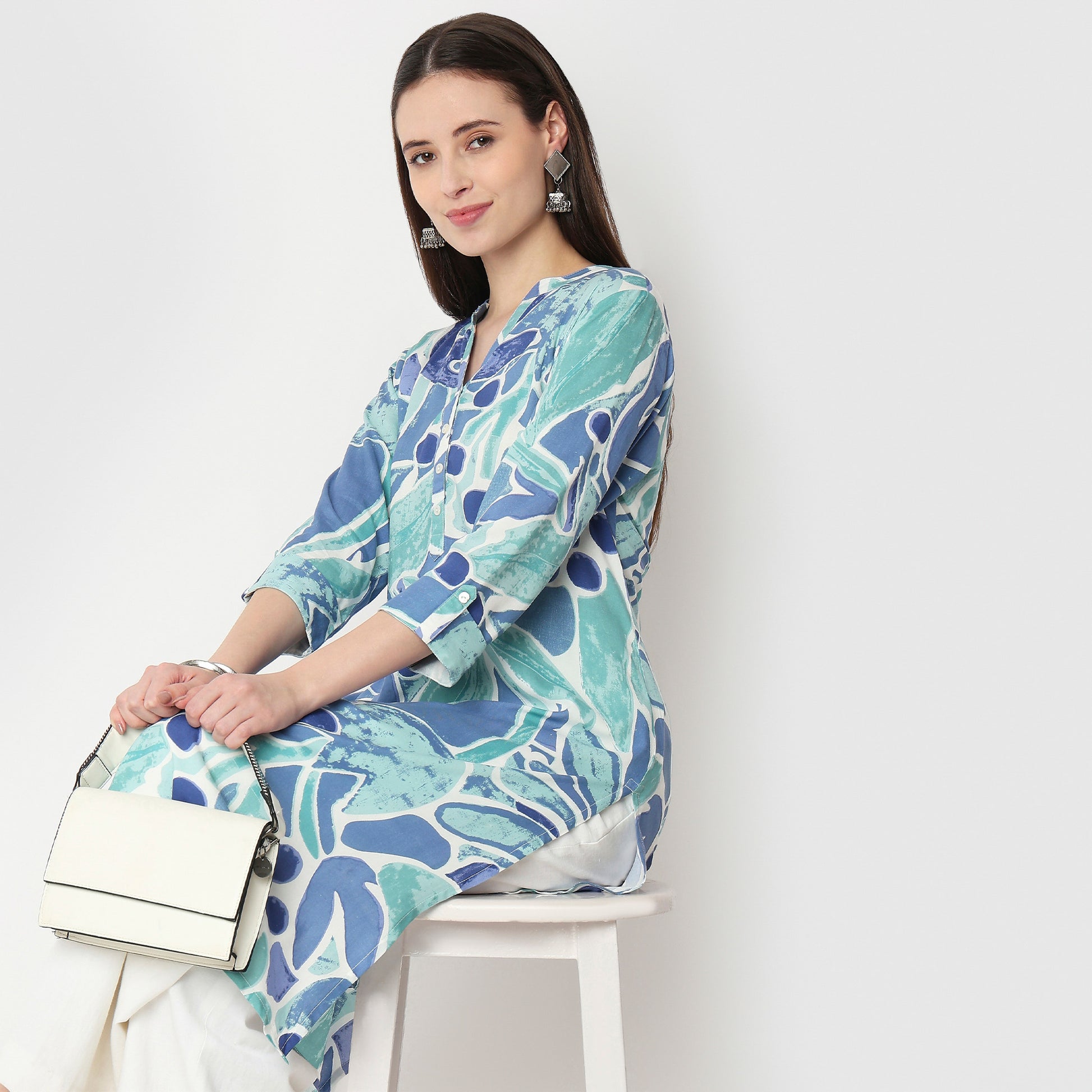 Printed Half Placket Kurta