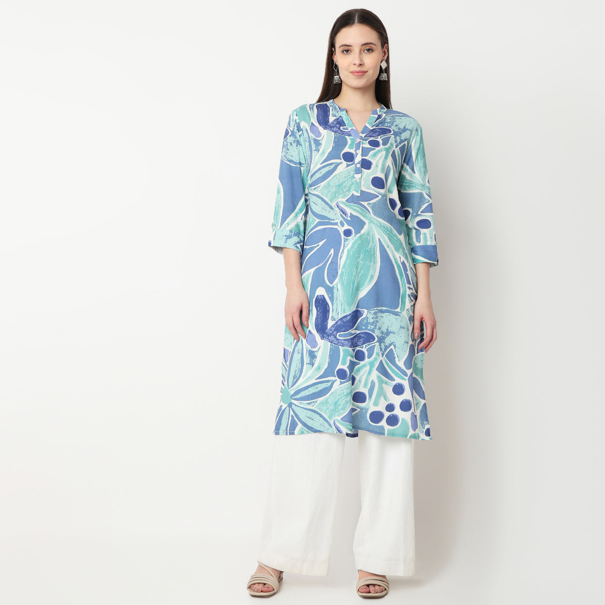 Printed Half Placket Kurta
