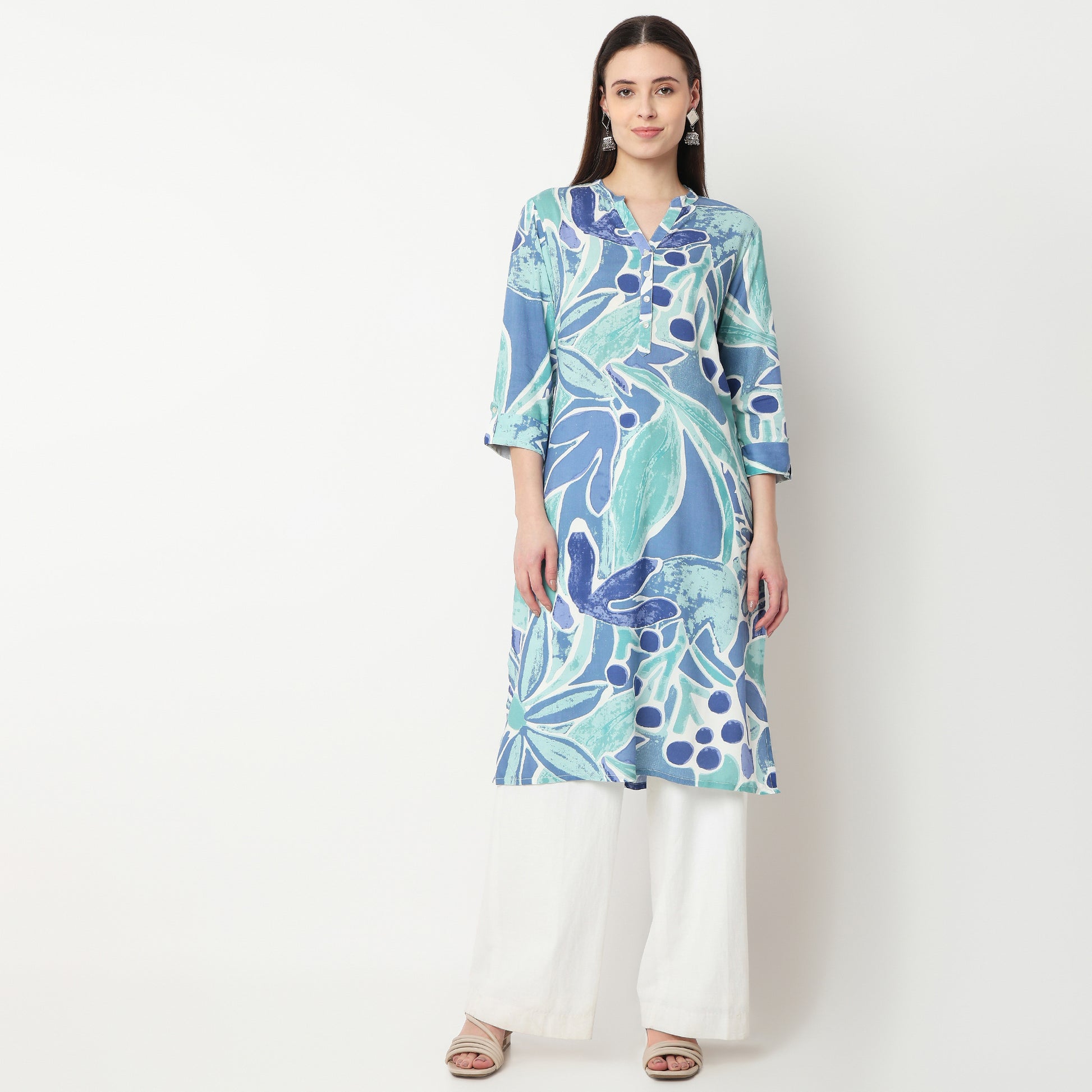 Printed Half Placket Kurta