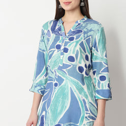 Printed Half Placket Kurta