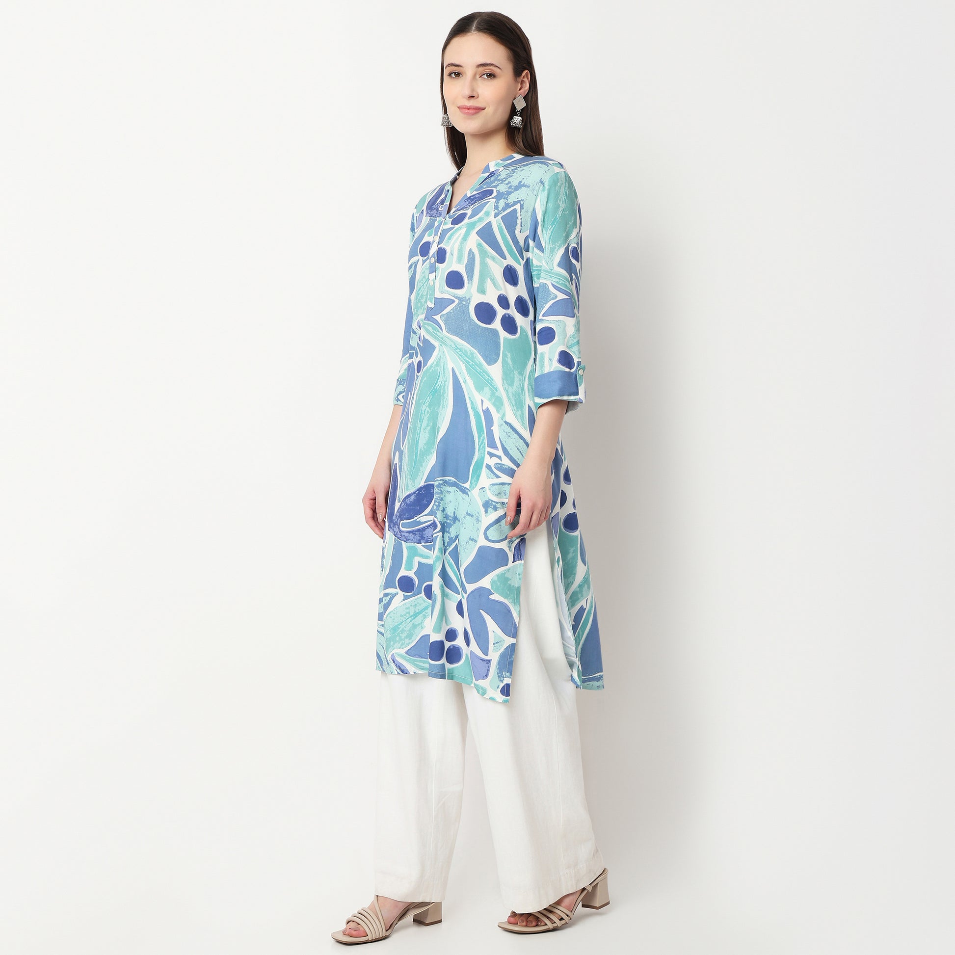 Printed Half Placket Kurta