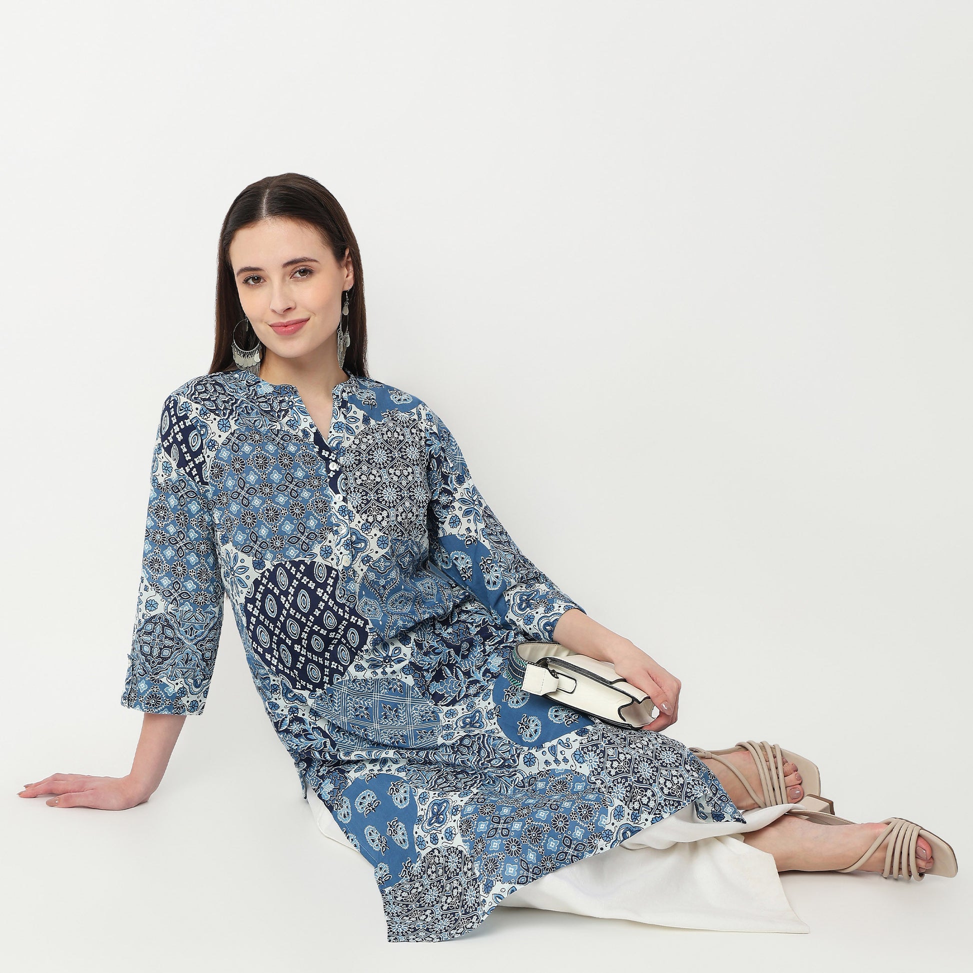 Printed Half Placket Kurta