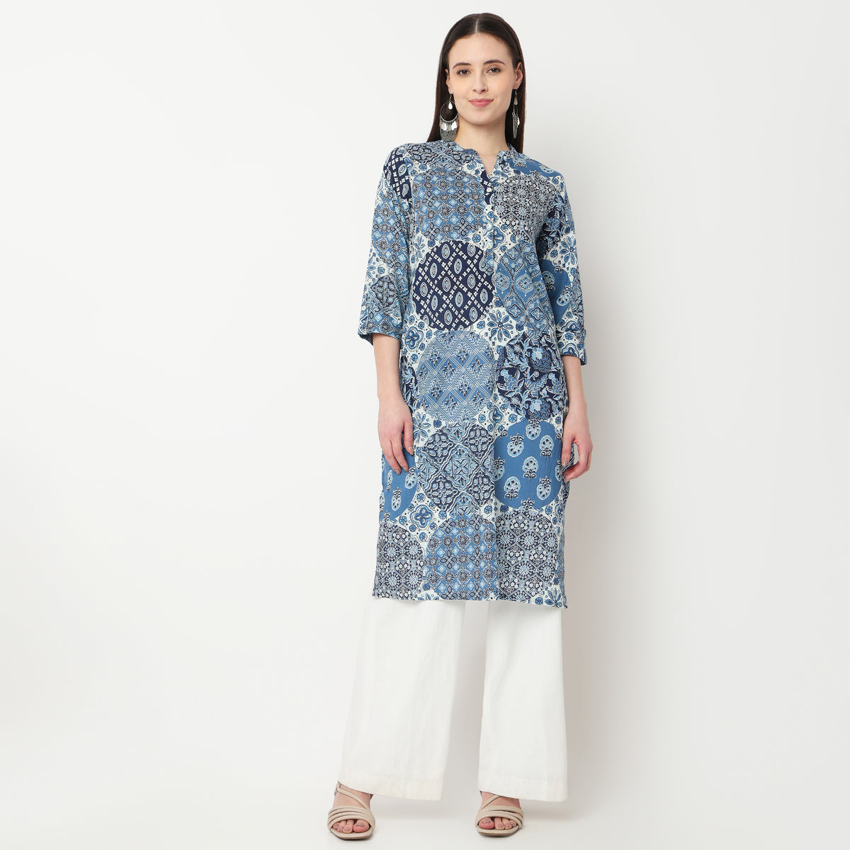 Printed Half Placket Kurta