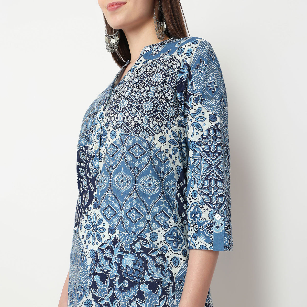 Printed Half Placket Kurta