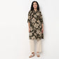Printed Half Placket Straight Long Kurta