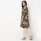 Printed Half Placket Straight Long Kurta