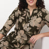 Printed Half Placket Straight Long Kurta