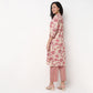 Printed Half Placket Straight Long Kurta