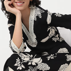 Order Now Women Printed V Neck Straight Fit Ethnic Wear Kurta by Style Union