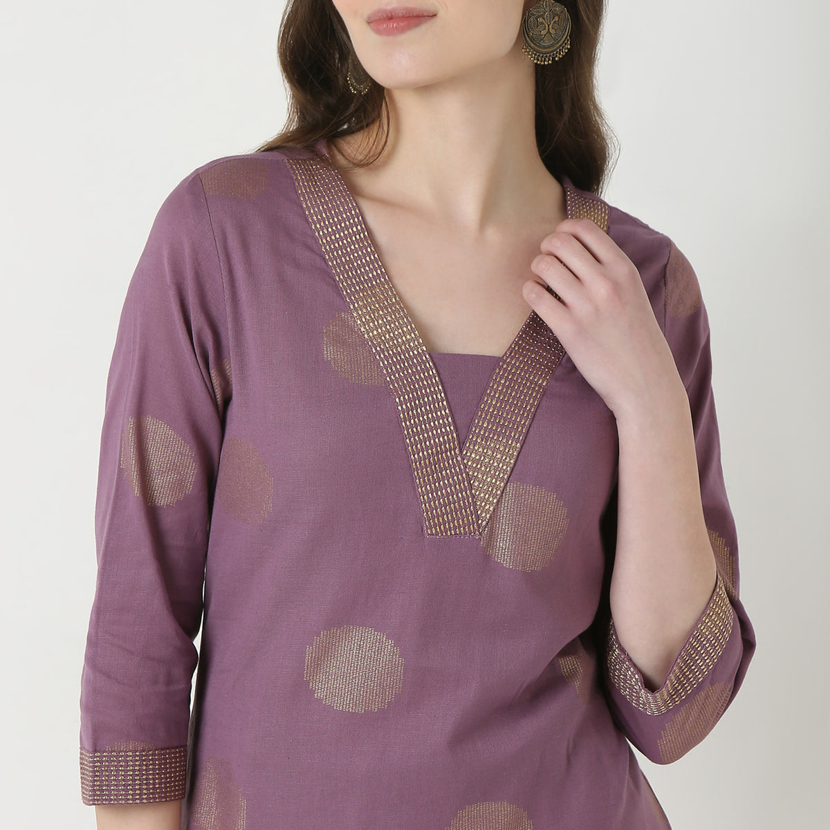 Buy Women Straight Fit Printed Three-Fourth Sleeve Kurta  - Style Union