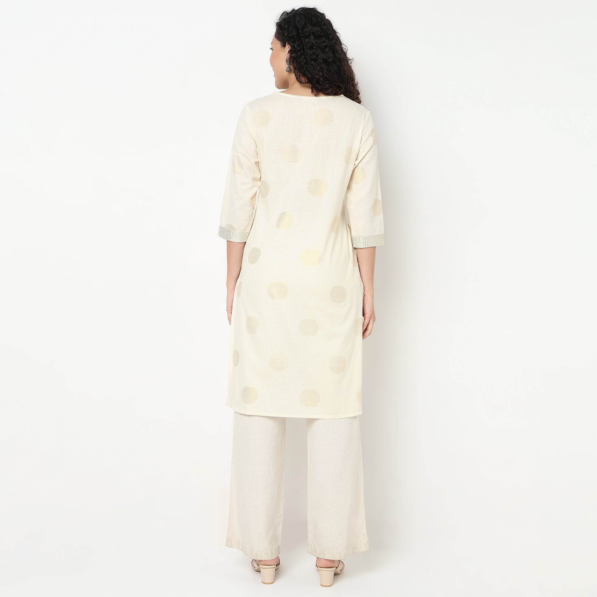 Buy Women Straight Fit Printed Three-Fourth Sleeve Kurta  - Style Union