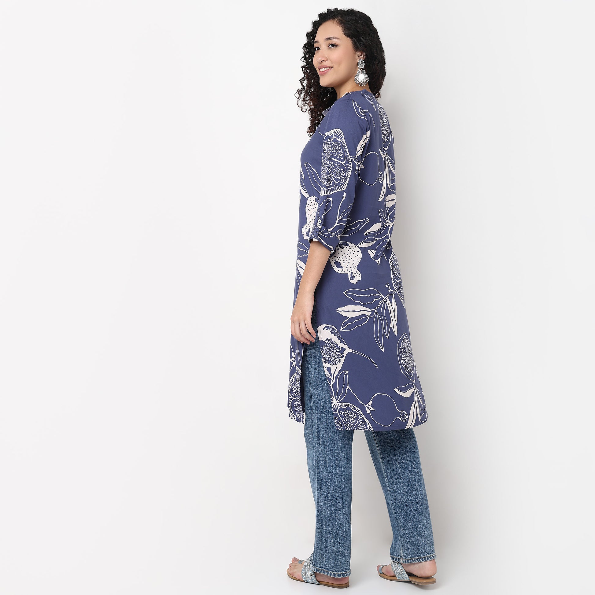 Full Placket Printed Long Kurta