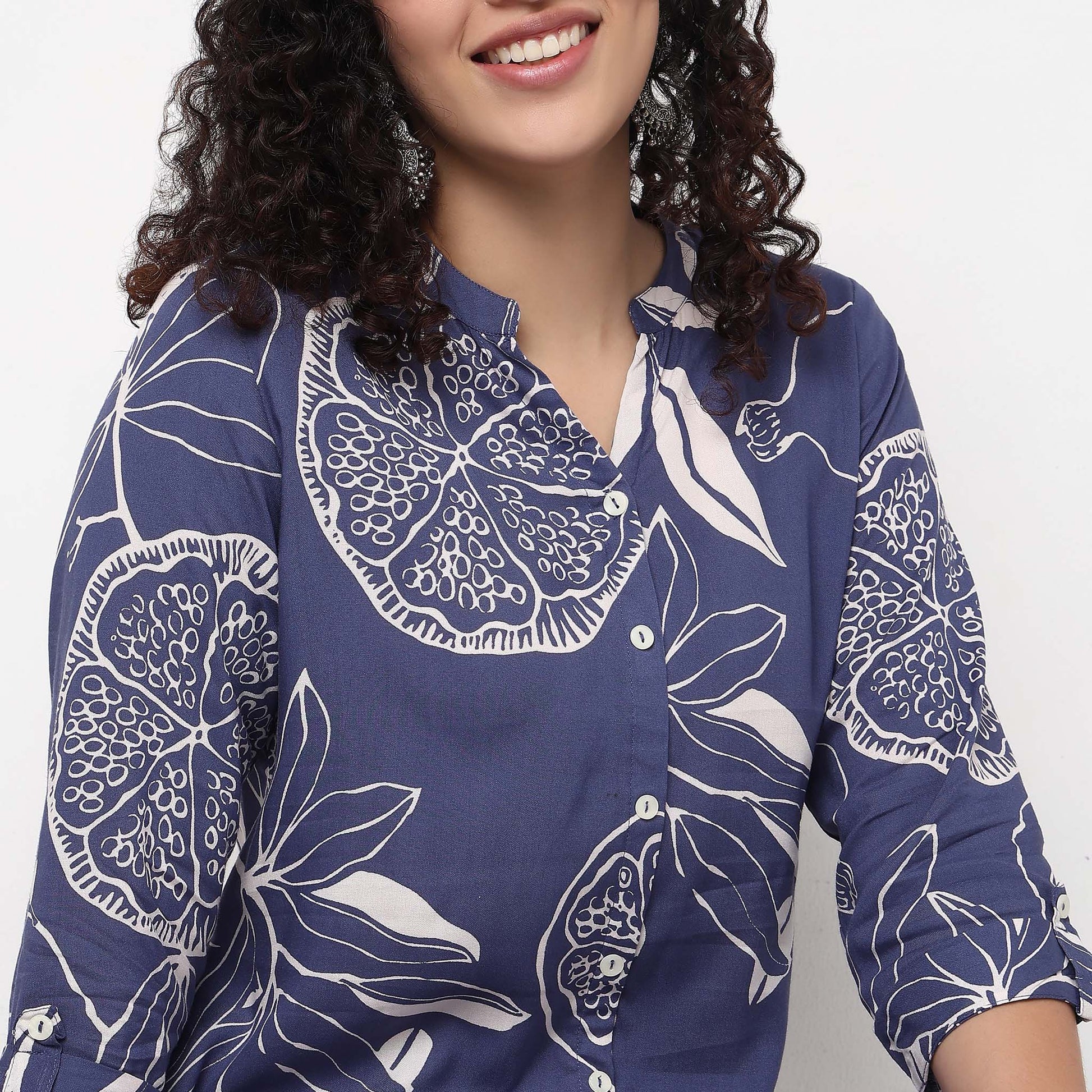 Full Placket Printed Long Kurta