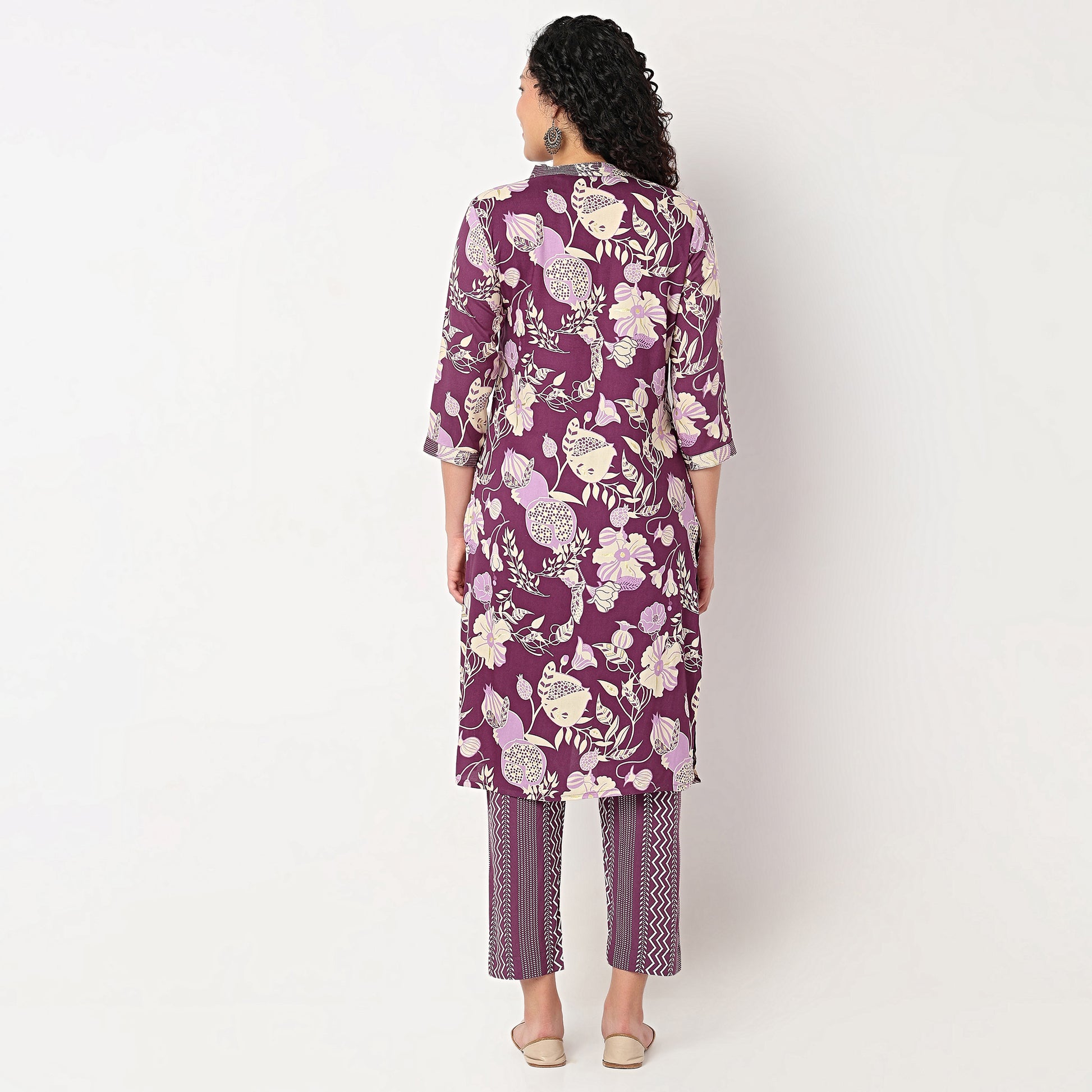V-Neck Printed Long Kurta