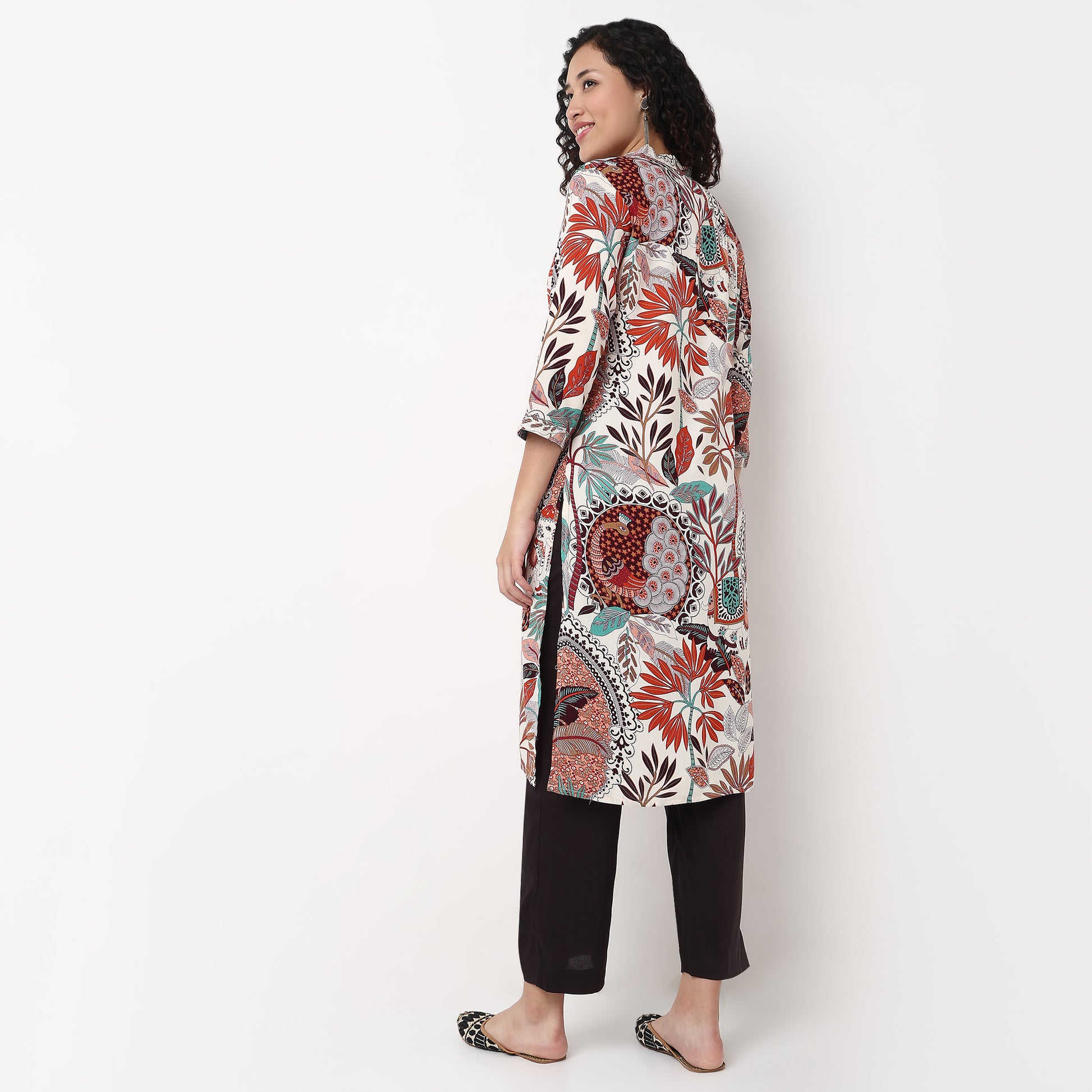 V-Neck With Couching Straight Long Kurta