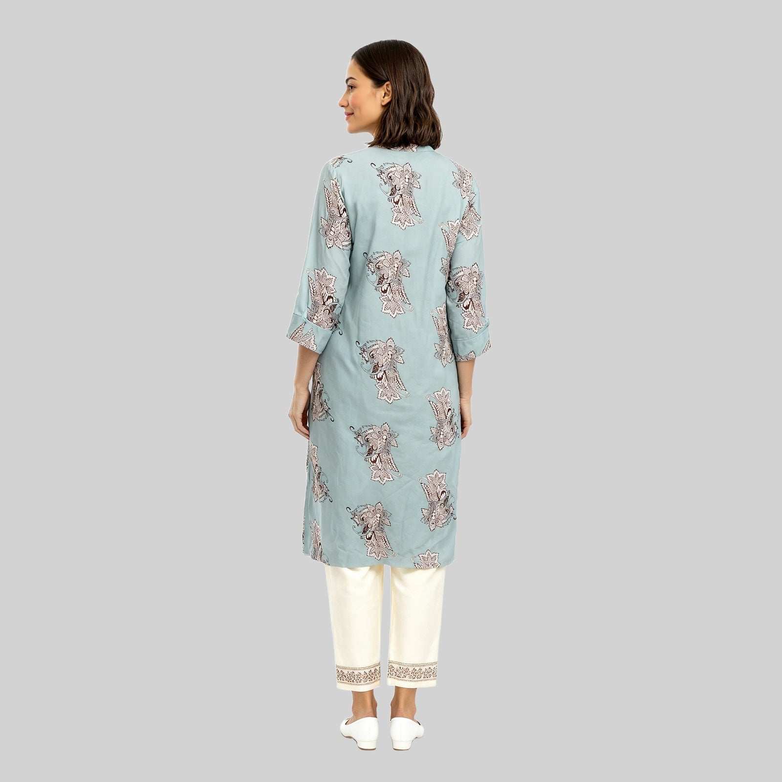 Printed Full Placket Long Kurta