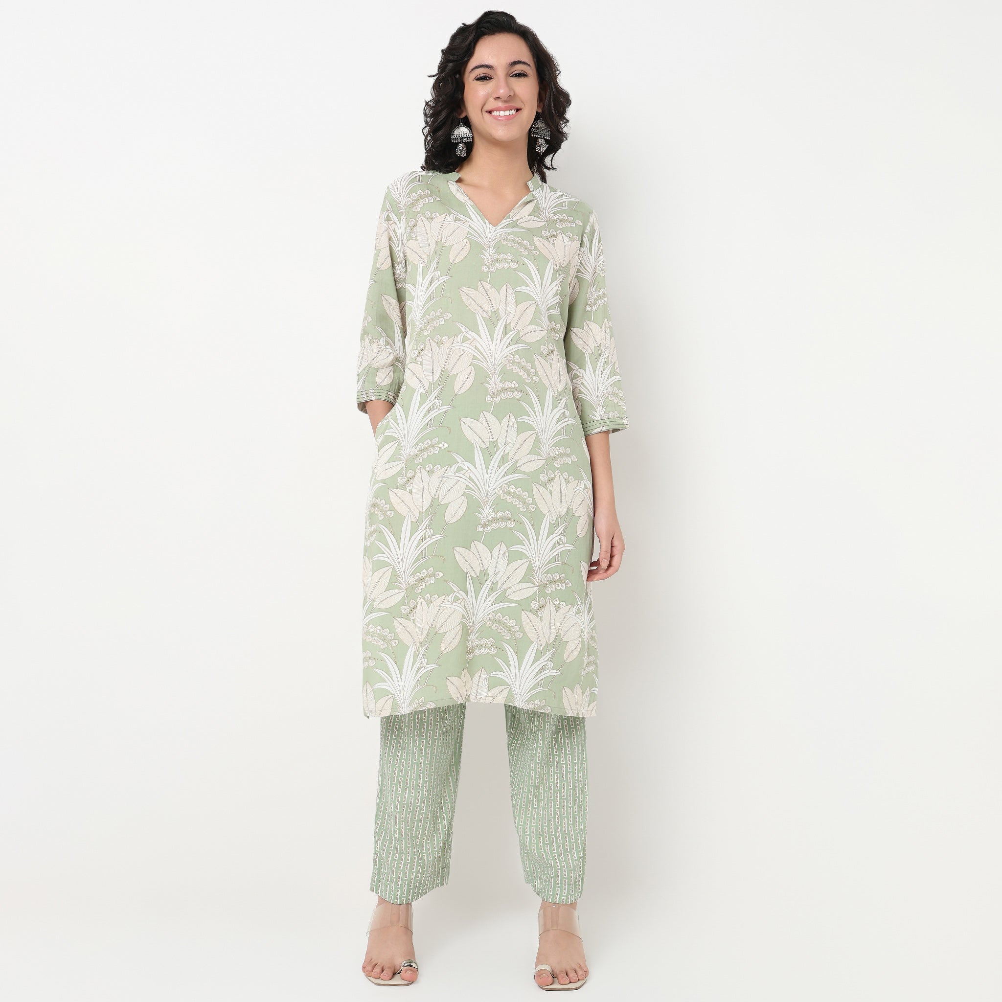 Order Now Women Printed V Neck Straight Fit Ethnic Wear Kurta by Style Union
