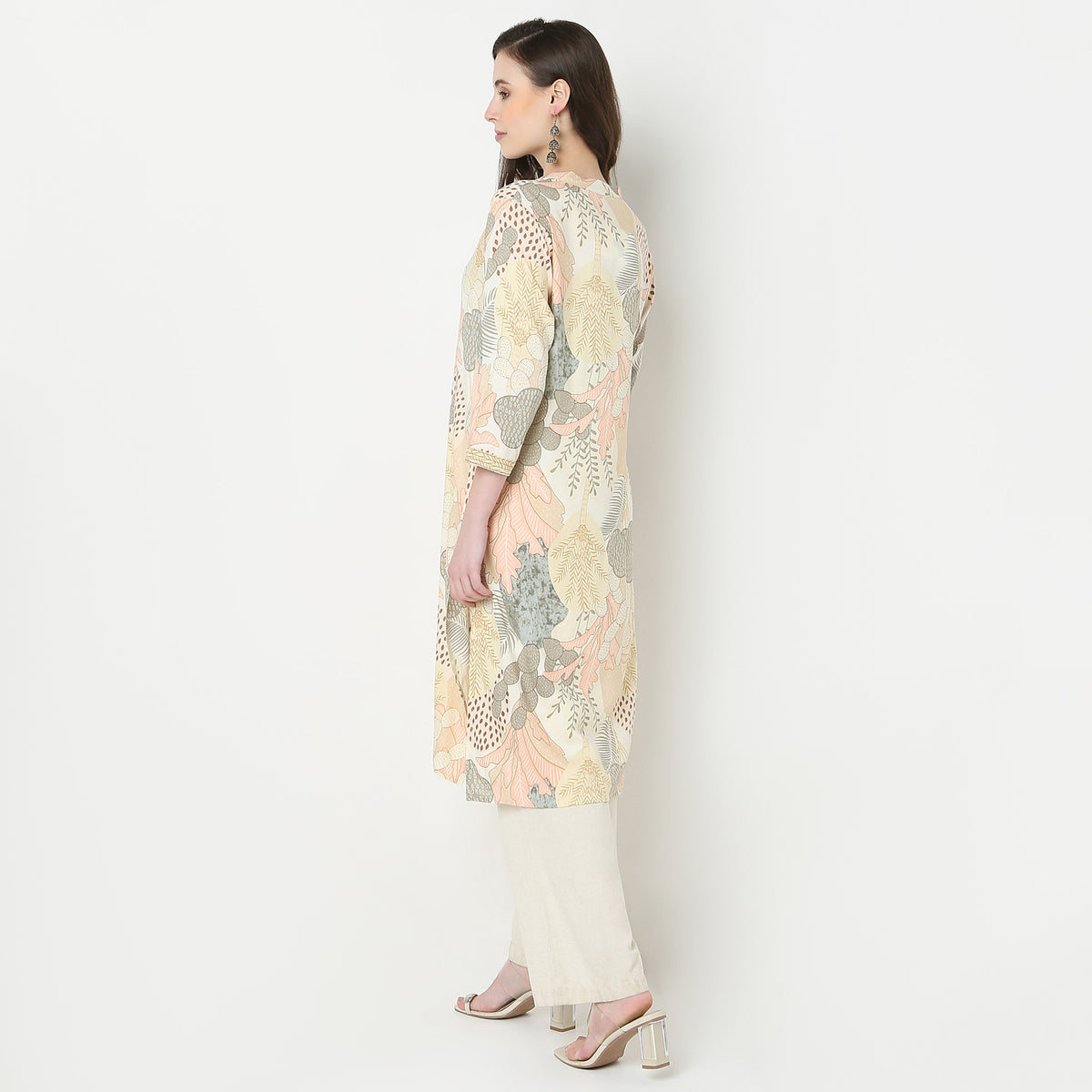 V-Neck Notch Collar Printed Kurta