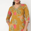 Floral Print Mid Length Cord Kurta