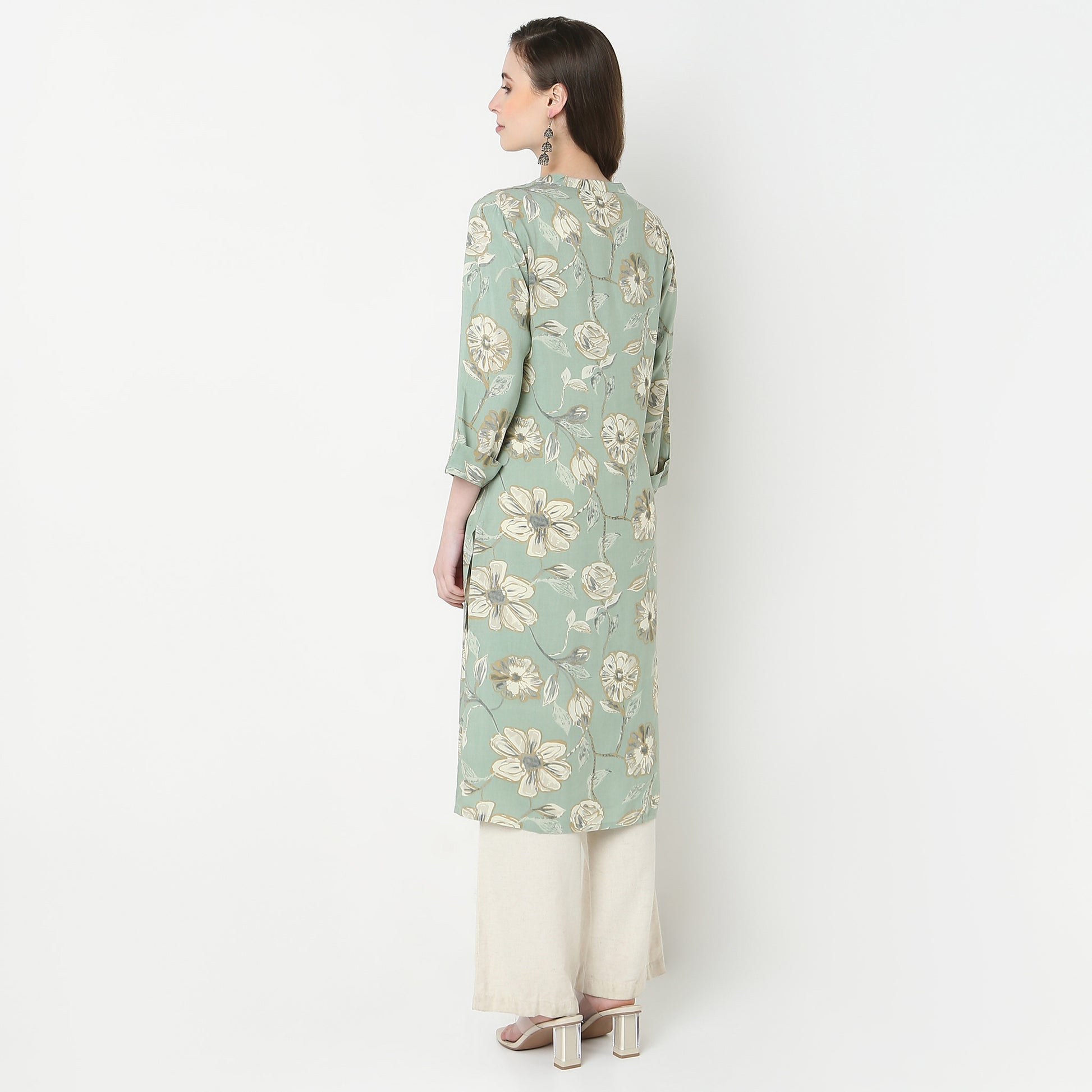 Full Placket Printed Long Kurta
