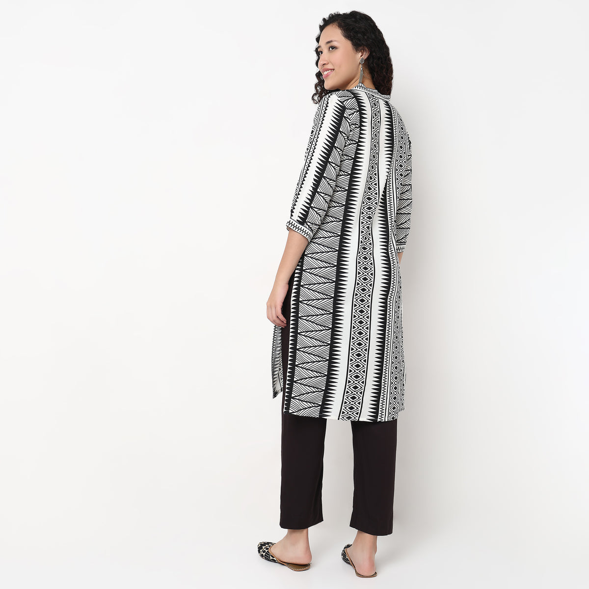 V-Neck With Gusset Printed Long Kurta