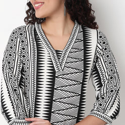 V-Neck With Gusset Printed Long Kurta