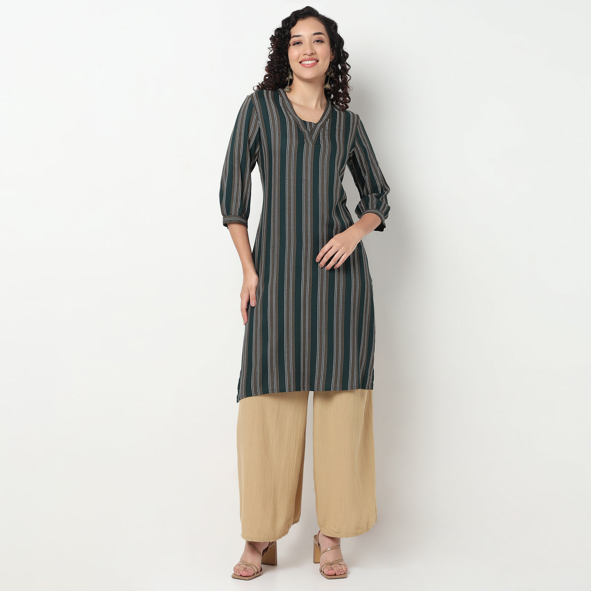 V-Neck With Gusset Printed Kurta