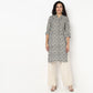 Half Placket Printed Long Kurta