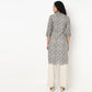 Half Placket Printed Long Kurta