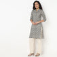 Half Placket Printed Long Kurta