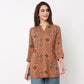 Half Placket Printed Short Kurta 