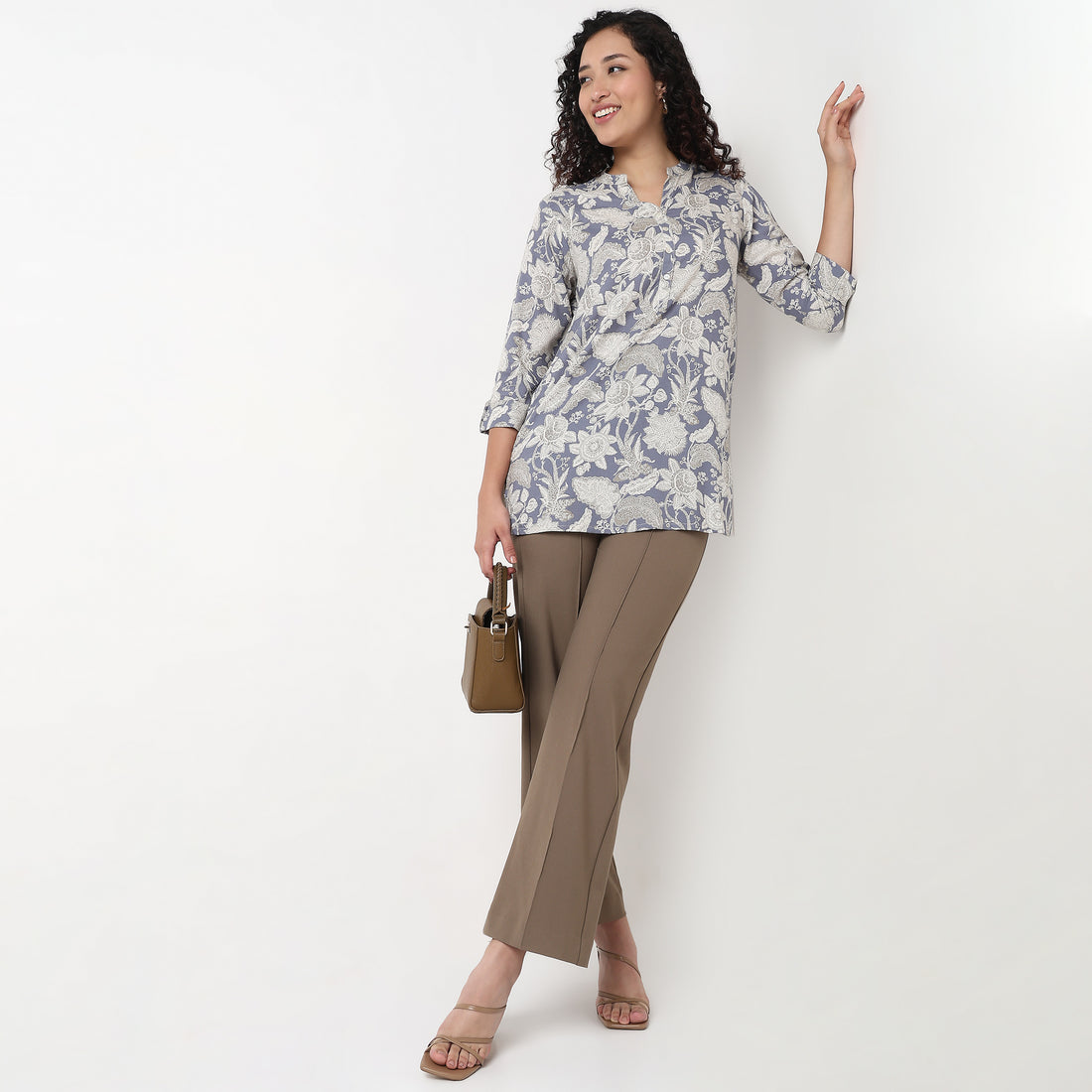 Half Placket Straight Short Kurta