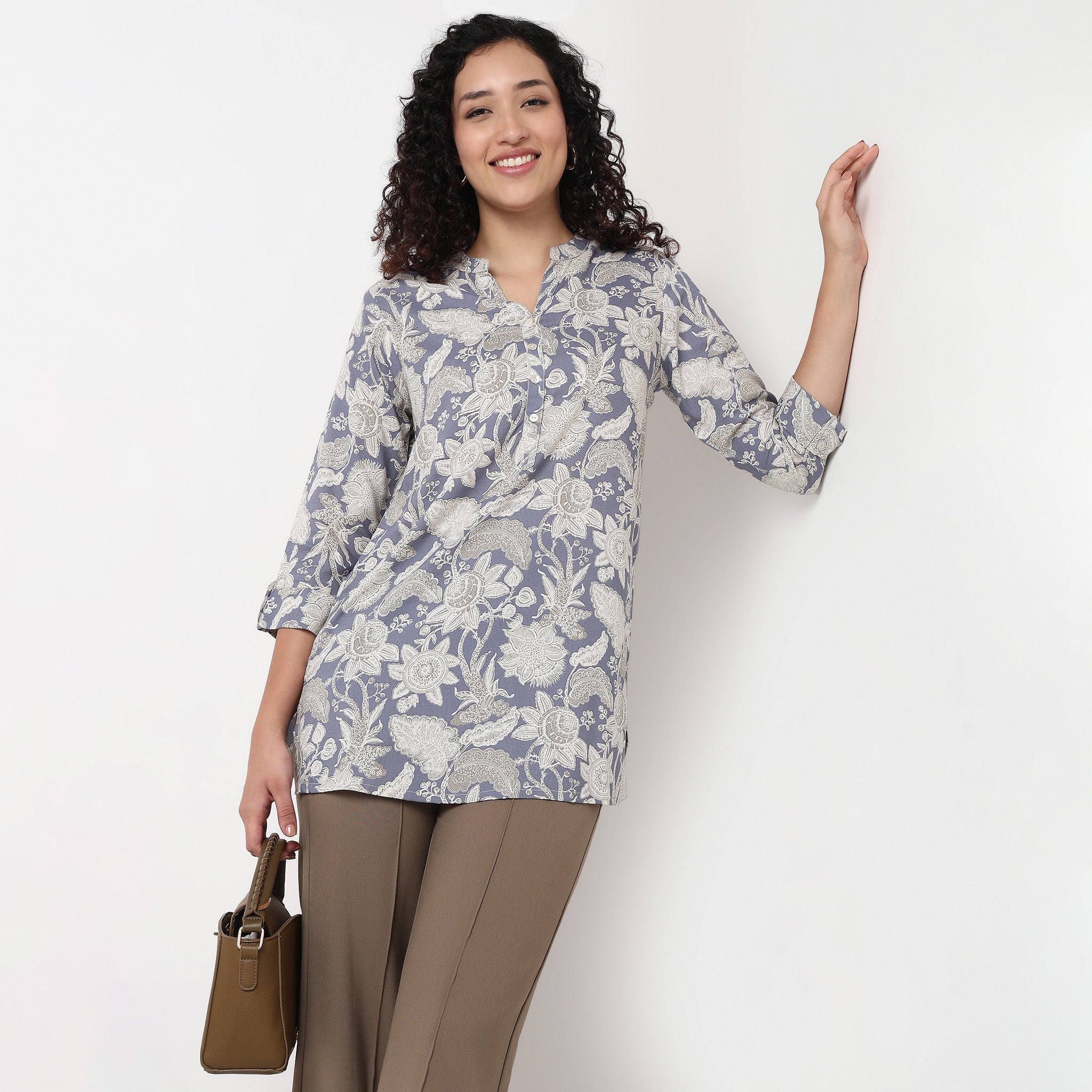 Half Placket Straight Short Kurta