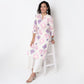 Printed Band Neck Straight Half Placket Kurta