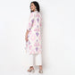 Printed Band Neck Straight Half Placket Kurta