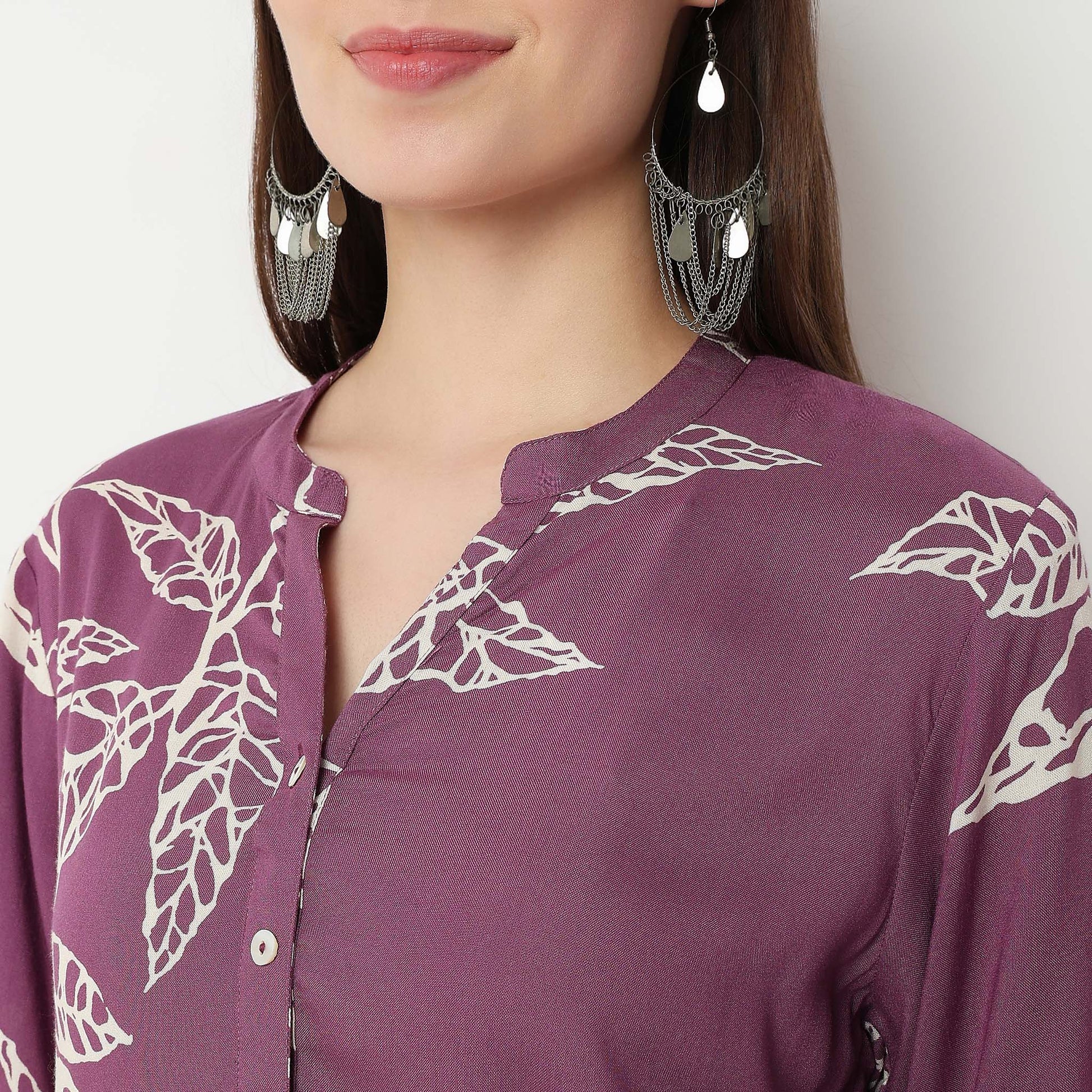 Half Placket Printed Long Kurta