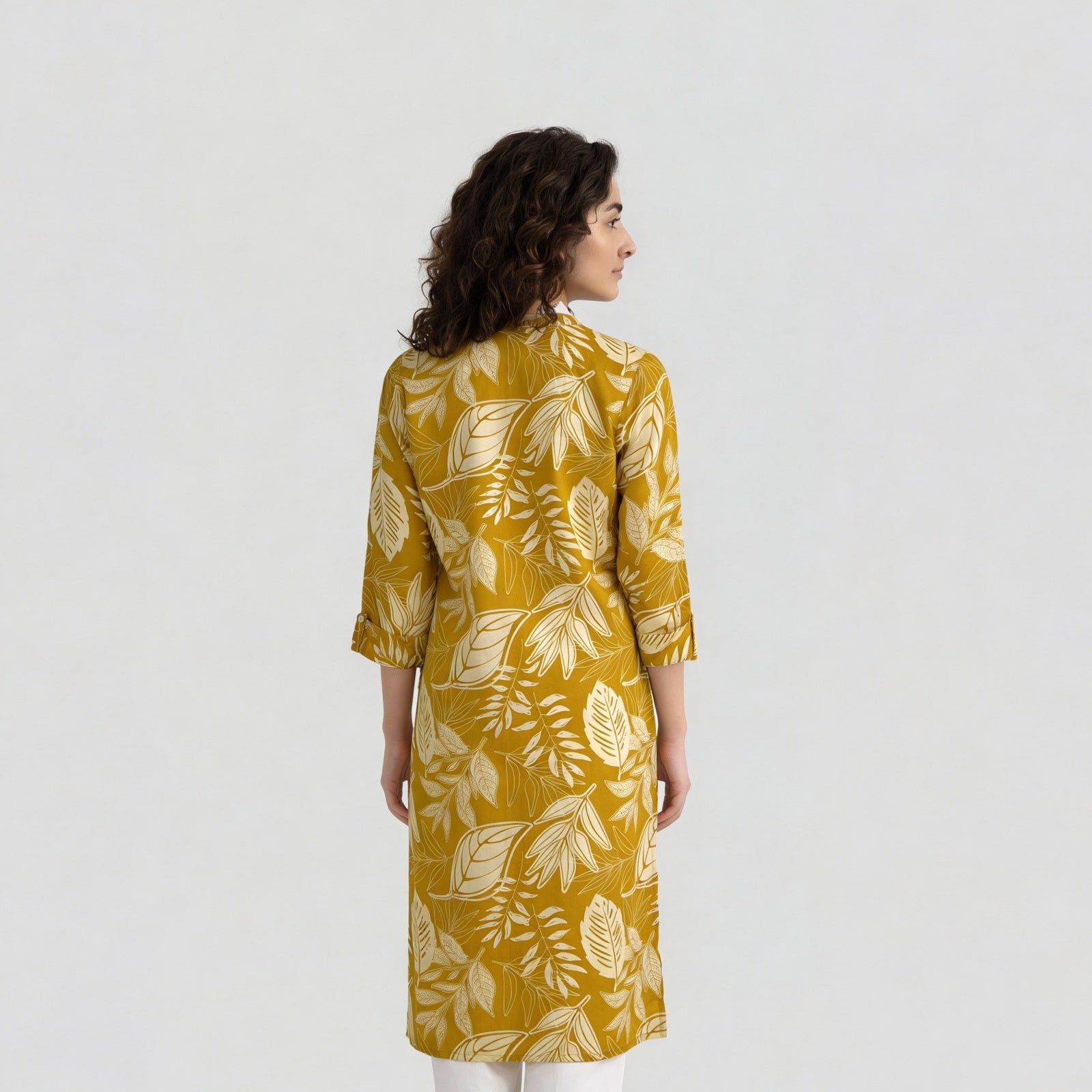 Rayon Printed Three-Fourth Sleeve Kurta