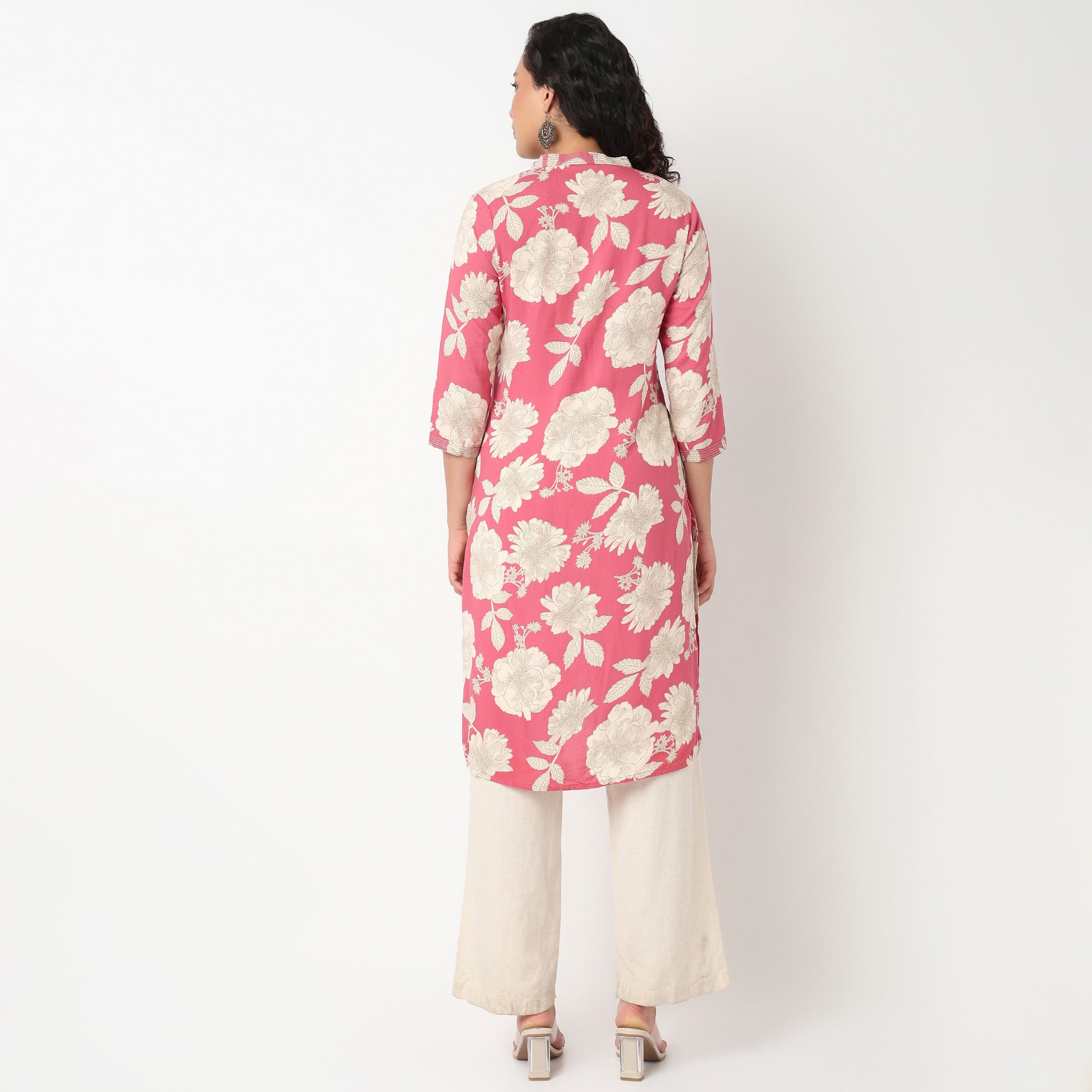 V Neck Floral Long Kurta