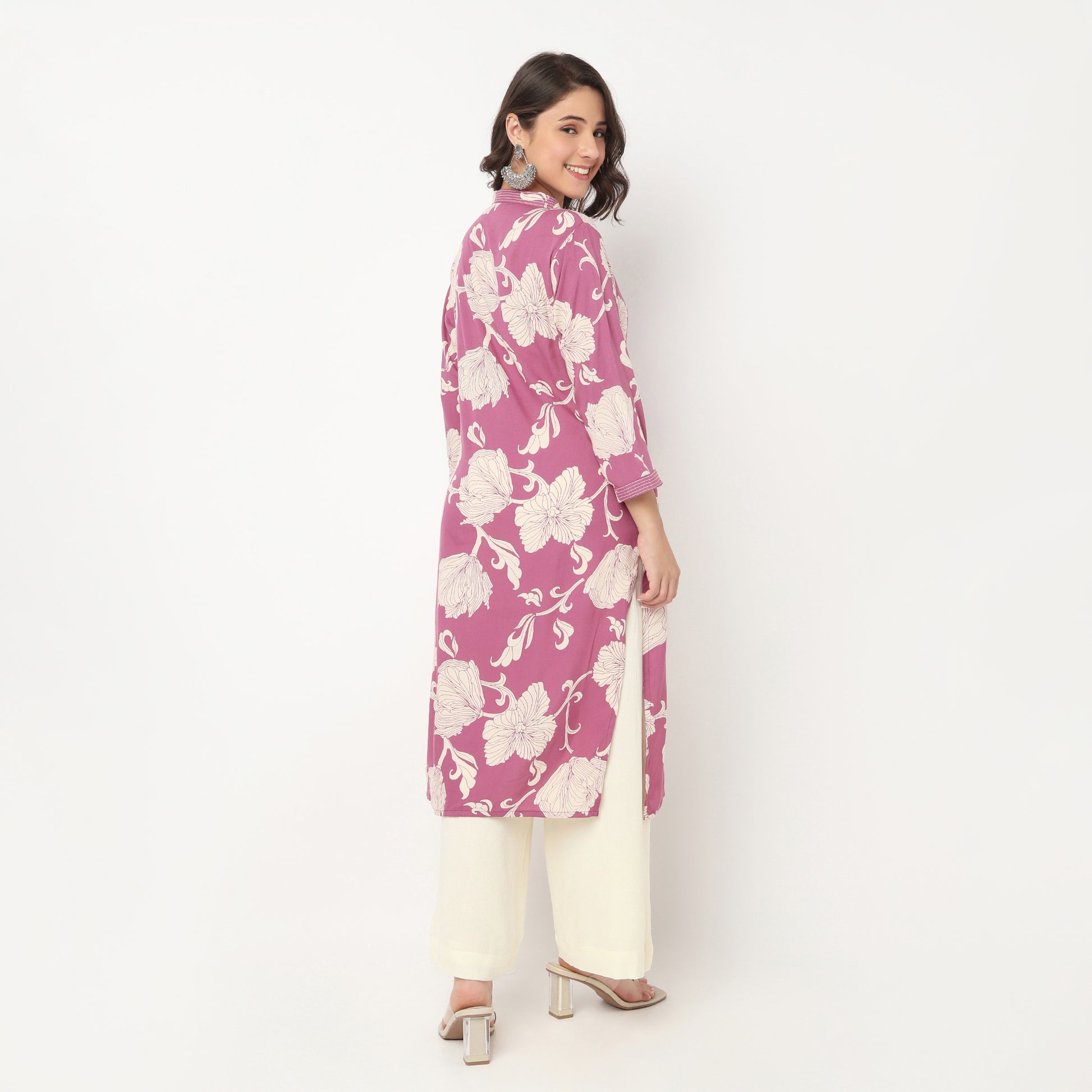 V Neck With Gusset and Couching Long Kurta