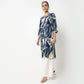 V-Neck Printed Slit Long Kurta