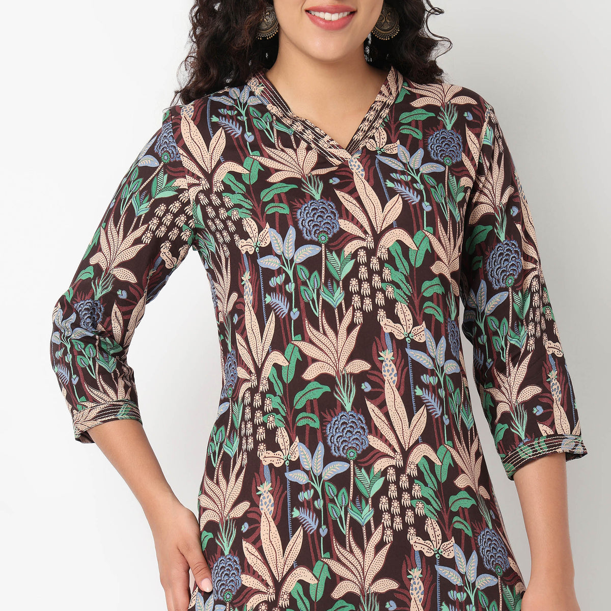Printed Round Neck Long Kurta
