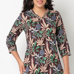 Printed Round Neck Long Kurta