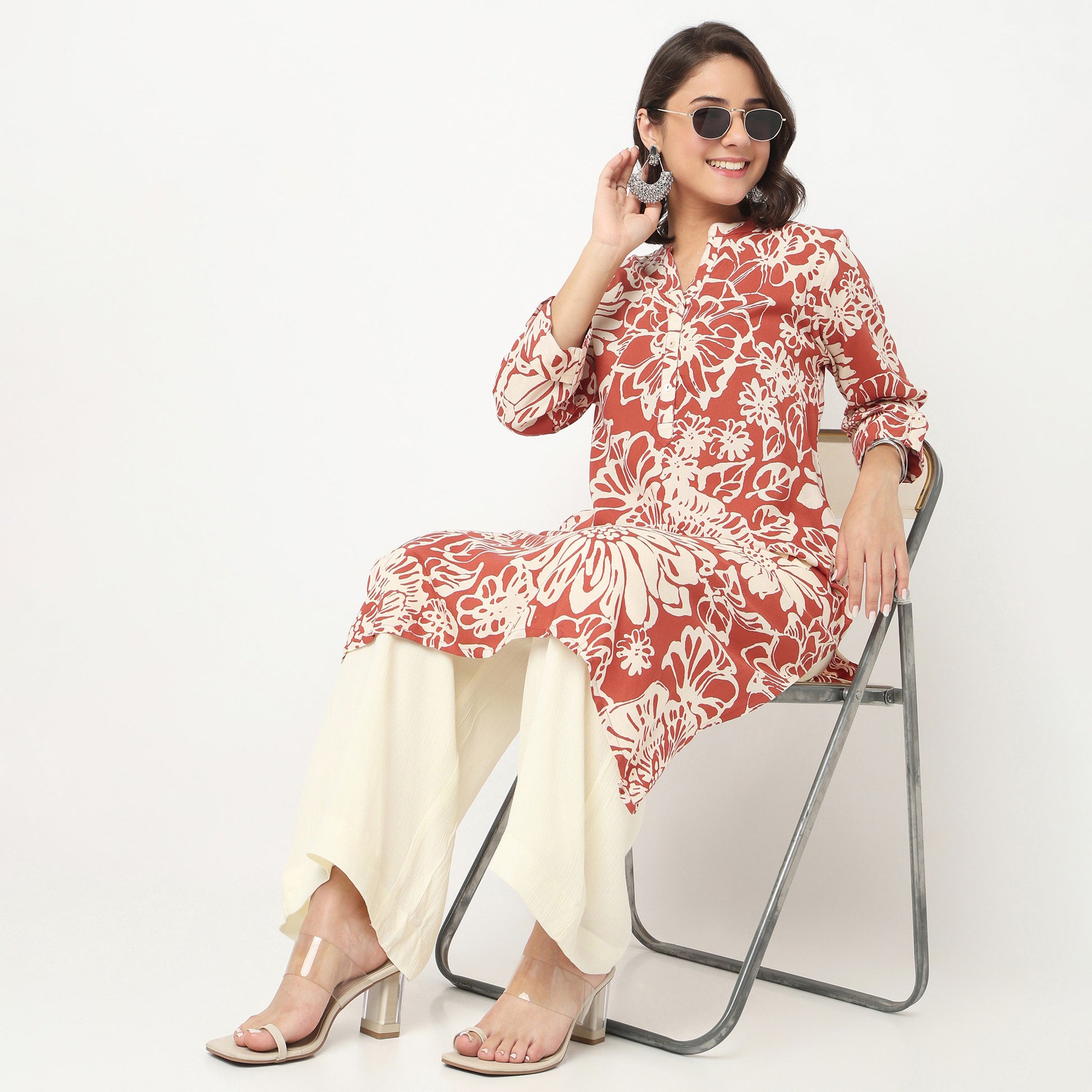 Printed Slit Long Kurta