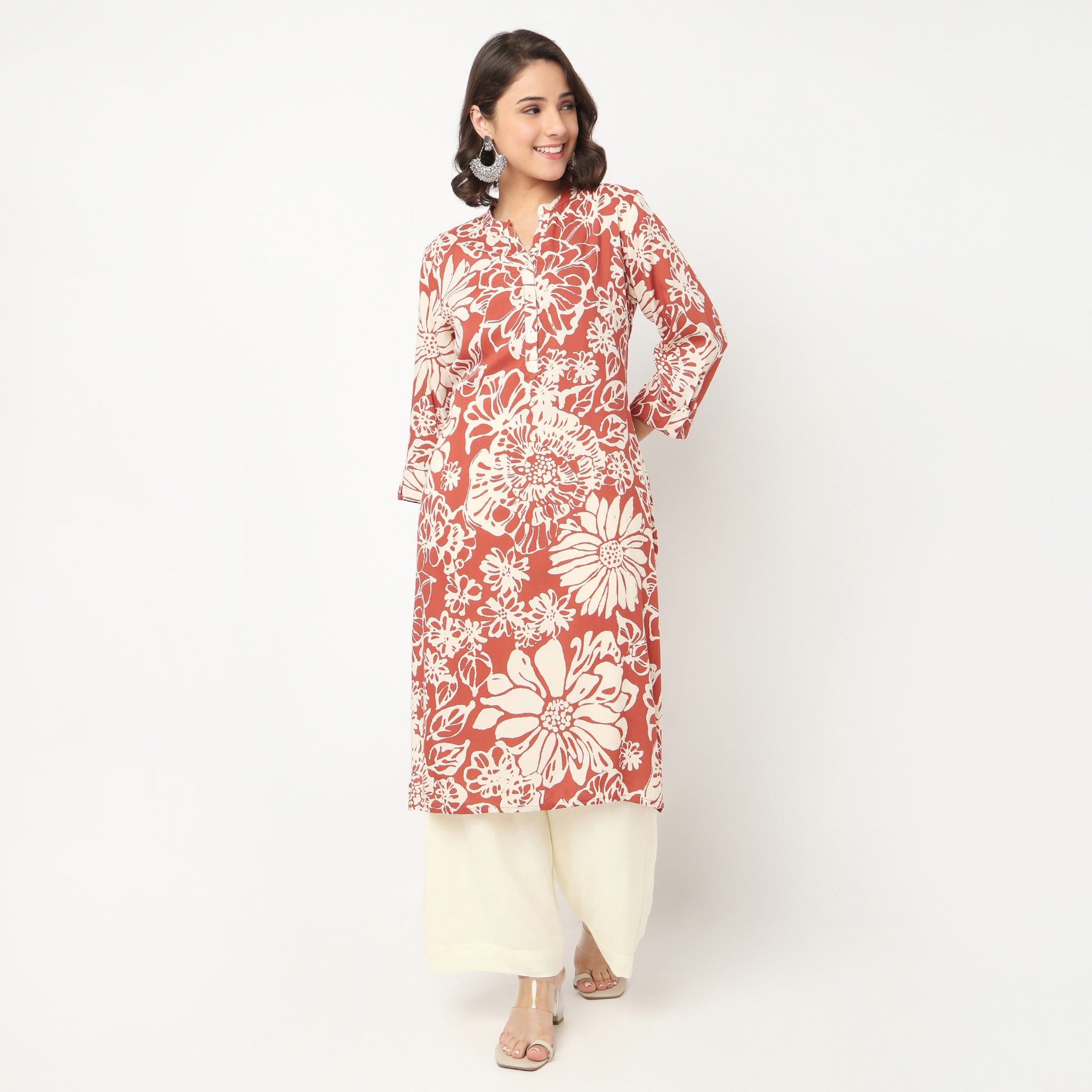 Printed Slit Long Kurta