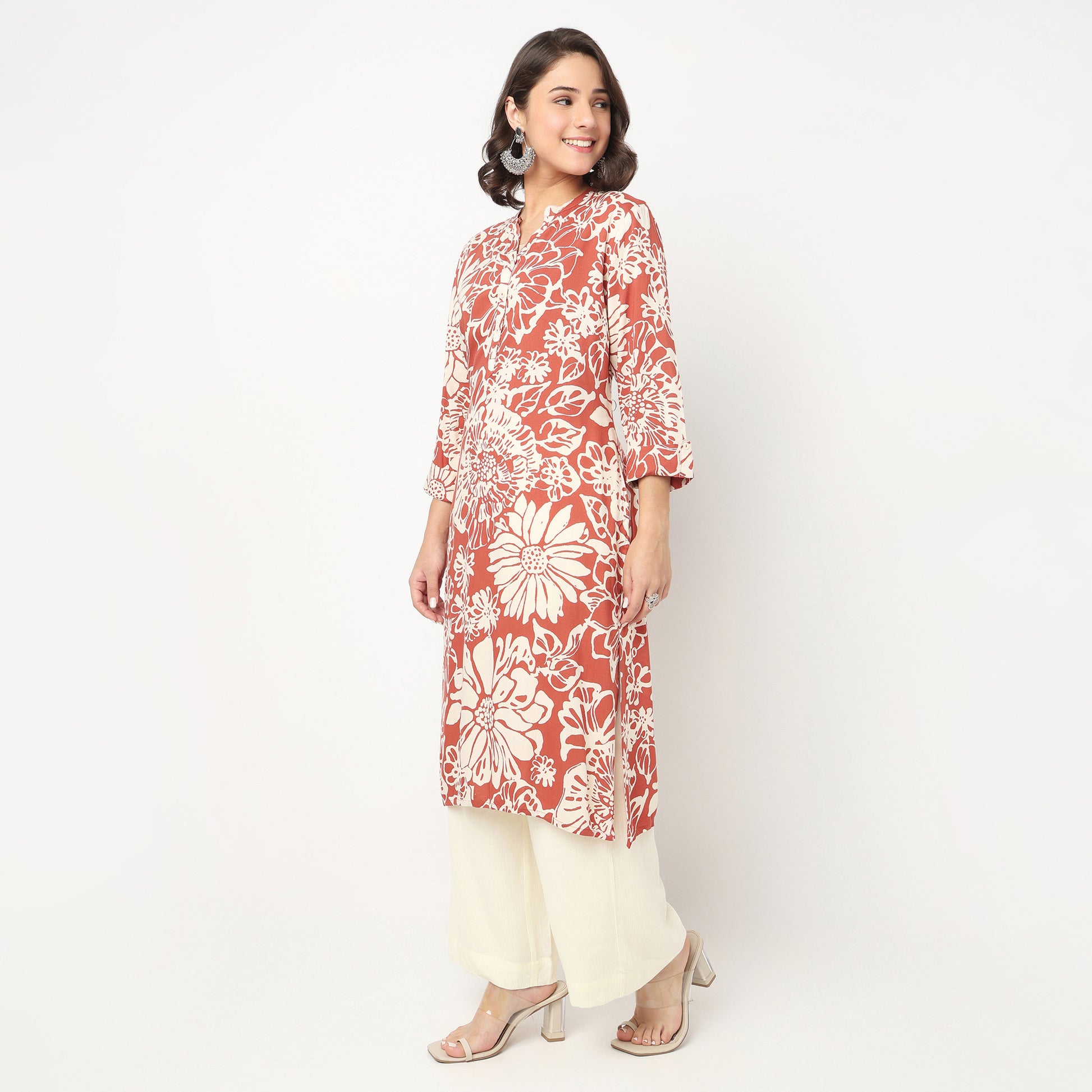 Printed Slit Long Kurta