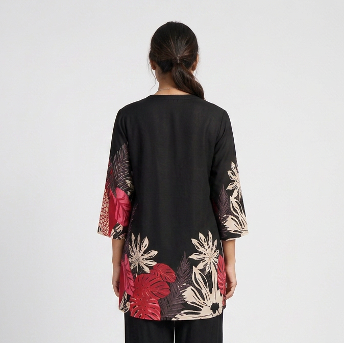 Printed Half Placket Short Kurta