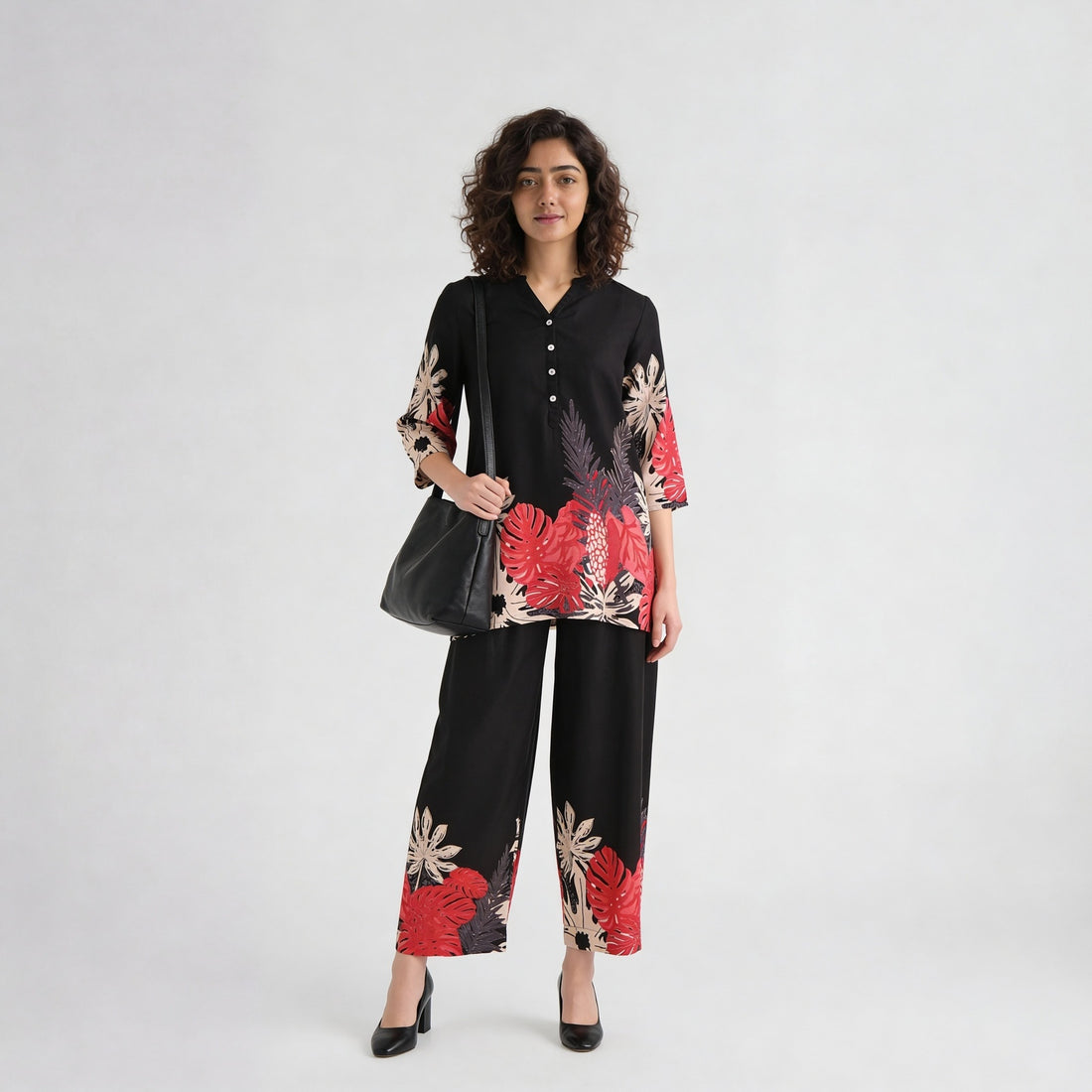 Printed Half Placket Short Kurta