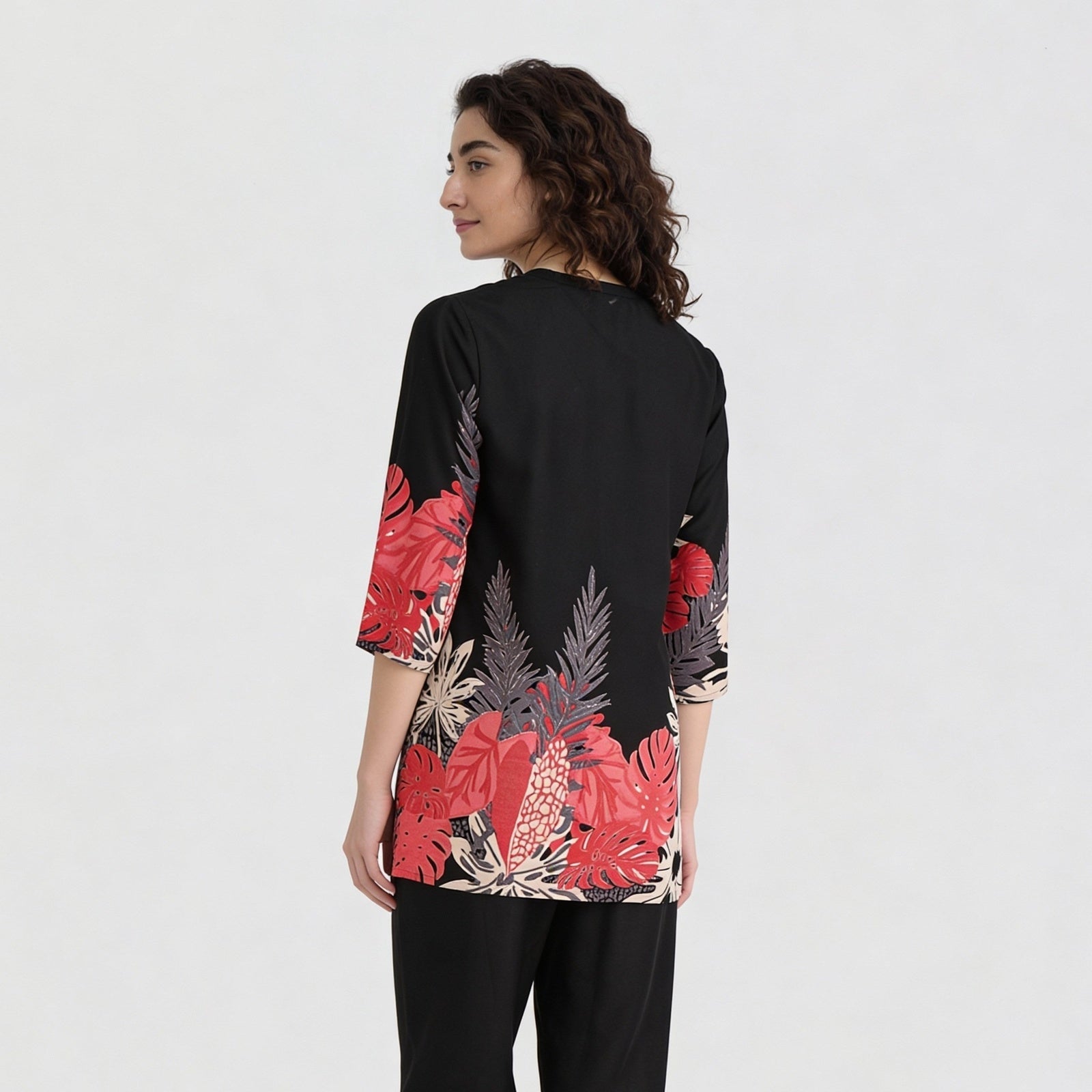 Printed Half Placket Short Kurta