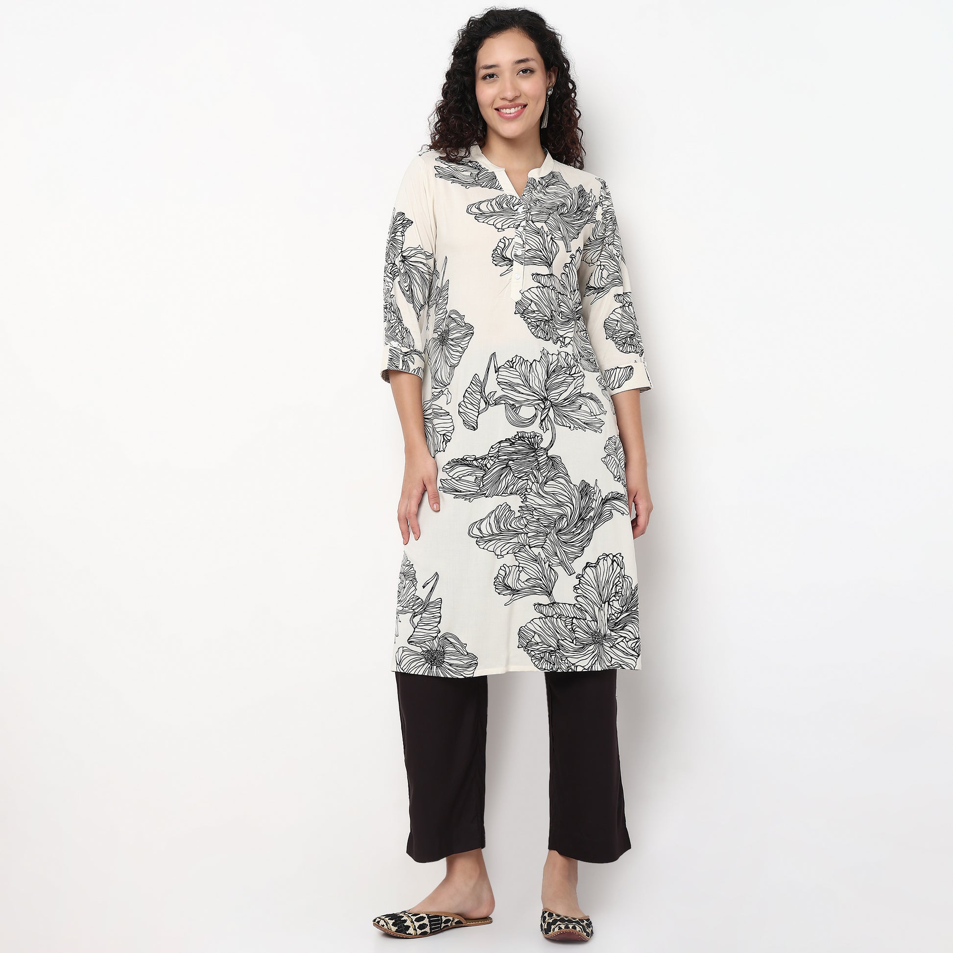 Half Placket Straight Kurta