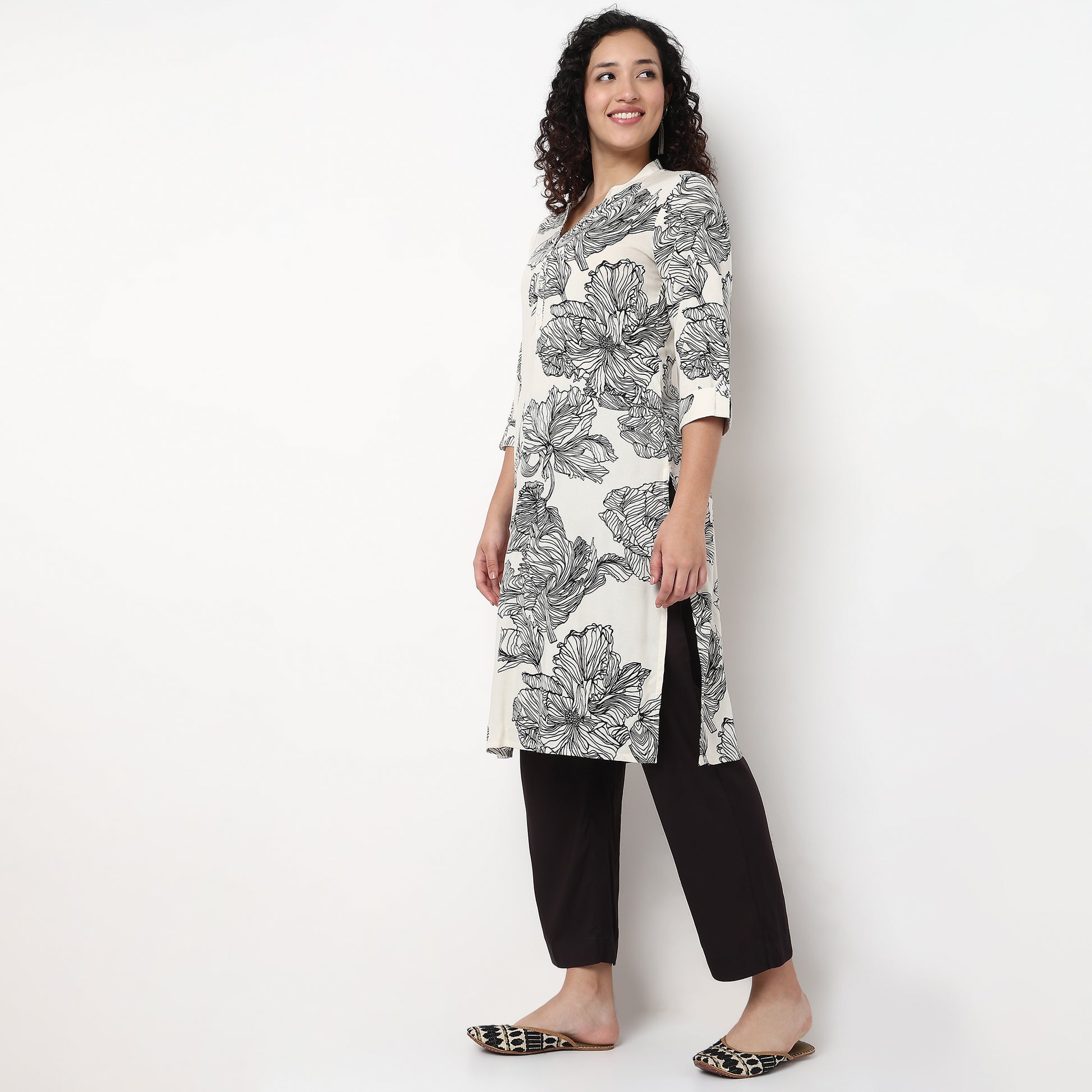 Half Placket Straight Kurta